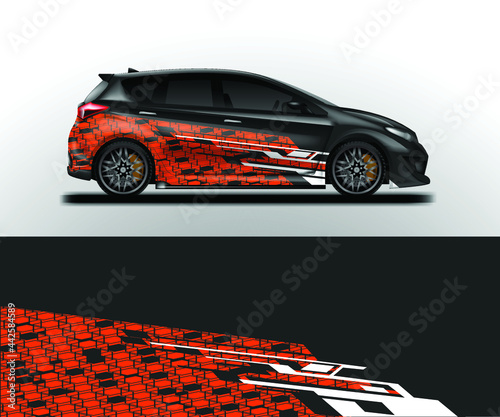 Decal Car Wrap Design Vector. Graphic Abstract Stripe Racing Background For Vehicle  Race car  Rally  Drift Ready Print Eps 10