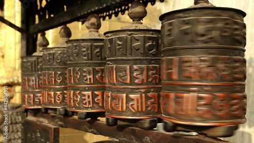 tibetan buddhism prayer wheels kathmandu nepal