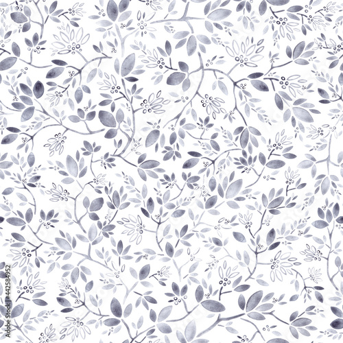 Hand-drawn floral seamless pattern. Nature floral repeated background for fabric design. Simple and stylish print in neutral colors. © Tania