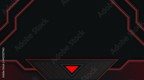 Abstract red and black futuristic gaming background in Livestream  Vector 