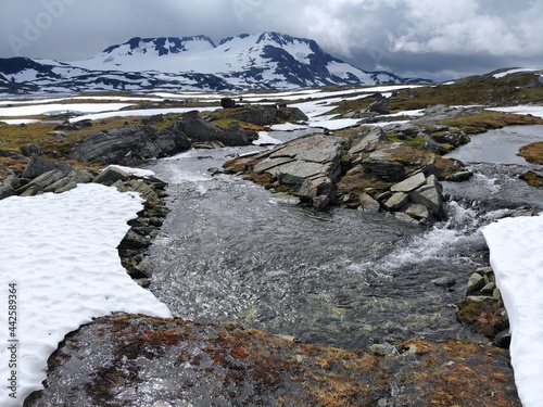 Norway mountains drone view photo