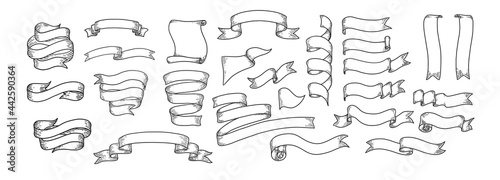 Hand drawing vector cartoon hand drawn sketches ribbons