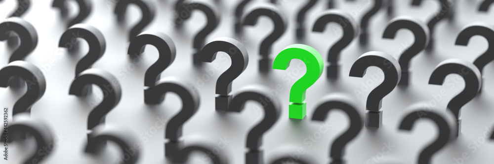 Black and green question marks background, FAQ Concept. 3D Rendering. Black and green question marks background, FAQ Concept. 3D Rendering.