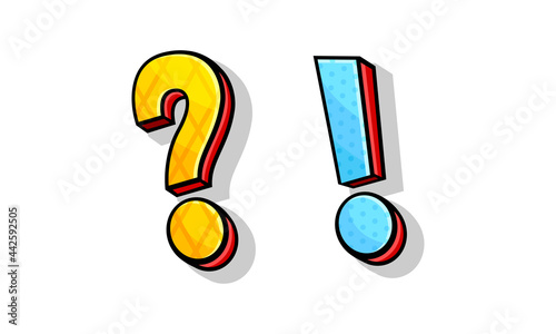 Bright Interrogation and Exclamation Mark as Punctuation Vector Set