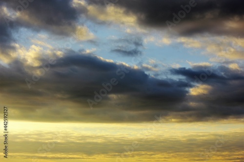 Sunset sky with dark clouds