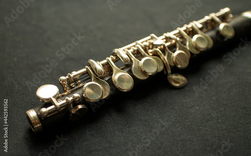 Musical wind instrument piccolo flute. High quality photo photo