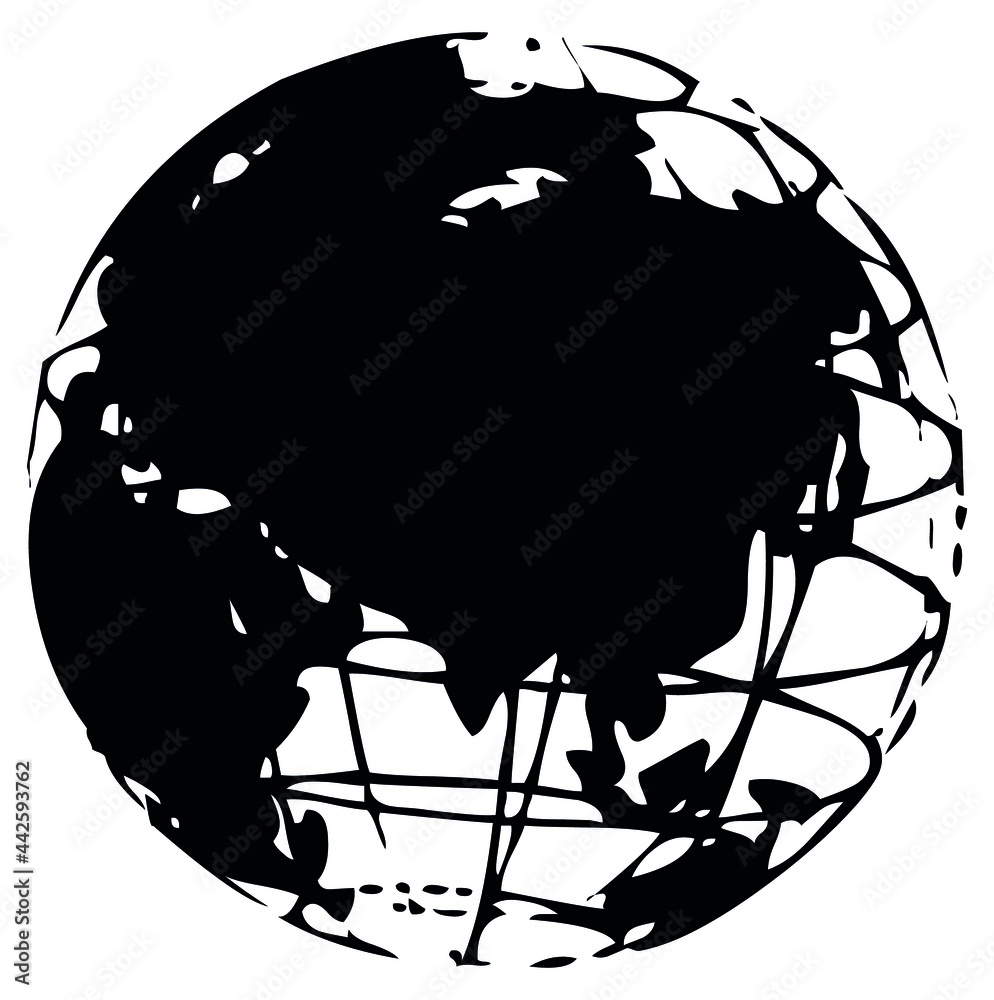 Earth globe, atlas with map of world, world map and grid, latitude and