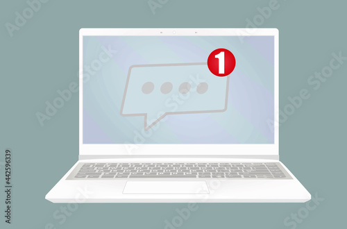 Chat icon on laptop. vector
