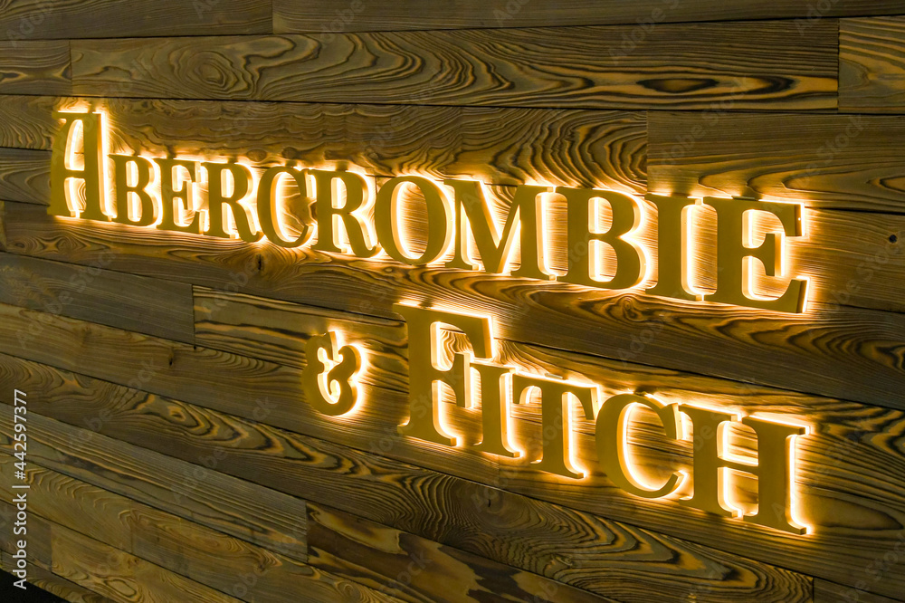 Las Vegas, Nevada, USA - February 2019: Illuminated sign on the outside of  a branch of Abercrombie & Fitch in Las Vegas. Stock Photo | Adobe Stock