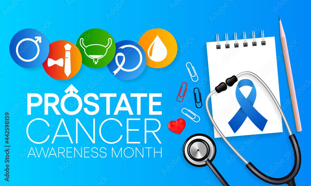 Plakat Prostate Cancer awareness month is observed every year during September, it is marked by an uncontrolled (malignant) growth of cells in the prostate gland. Vector illustration