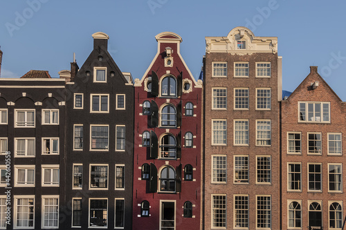 Architecture of typical old buildings of Amsterdam. The Netherlands.