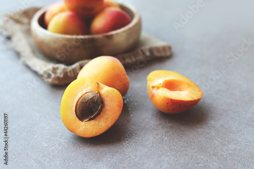 fresh apricot on marble background