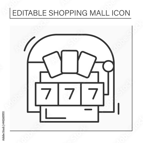 Casino line icon. Gambling gaming. Hosting live entertainment area. Shopping mall concept. Isolated vector illustration. Editable stroke