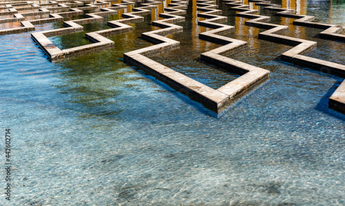 the intricate pools and water fountains at the Bertel Thorvadlsens Square in front of the museum photo