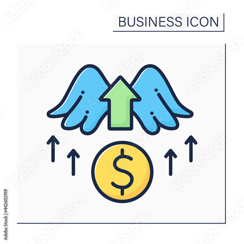 Angel investor color icon. Investors invest money into new startup ideas. Profitable investment. Business plan. Business concept. Isolated vector illustration