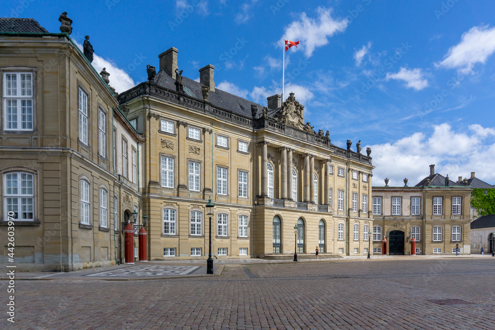 view of Christian VIII Palace on the Amalienborg Castle Square in Copenhagen