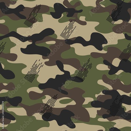 Green camouflage texture, trendy illustration, modern background. Military