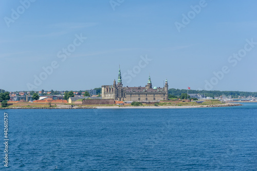 view of the Kronborg Castle on the Baltic Sea coast in Helsingor