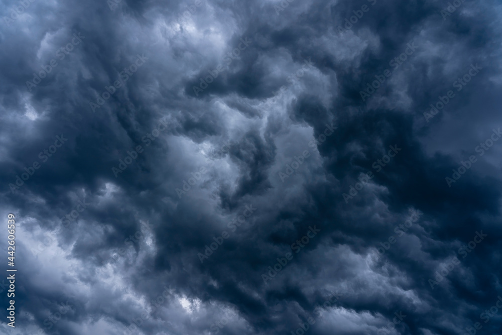 Dramatic stormy sky with beautiful cloud at sundown before the rain