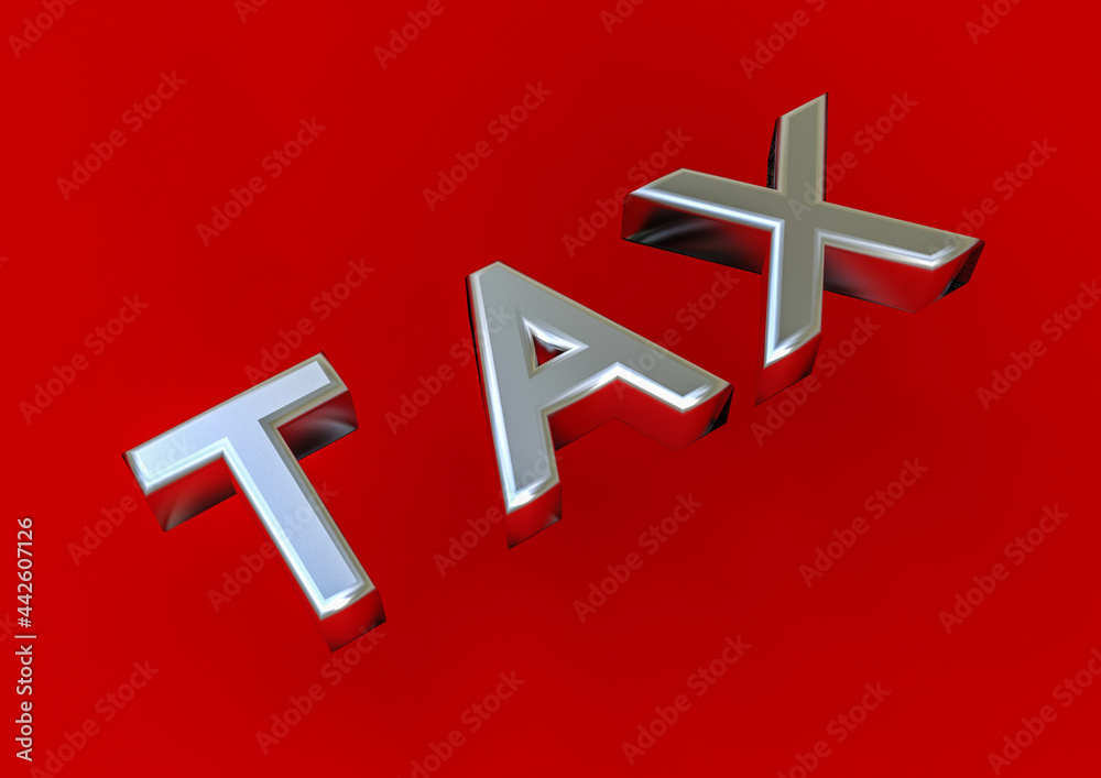 Obraz premium 3D render of a image with tax word on it