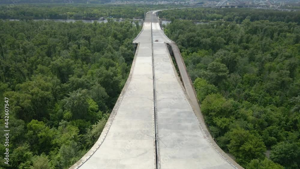 Bridge. Unfinished bridge. Aerial view. Bridge. Unfinished bridge. Aerial view.