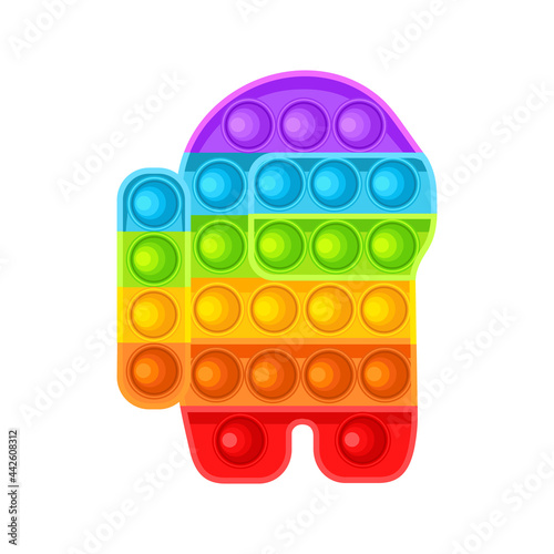 Pop It fidget. Antistress character. Fashion toy icon. Vector illustration isolated on white background.