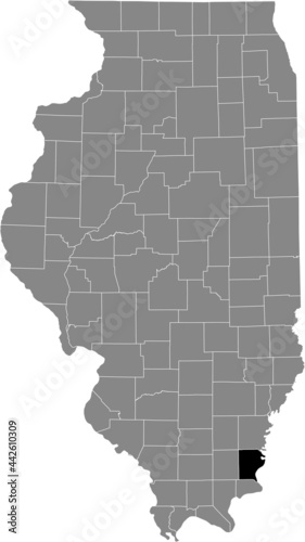 Black highlighted location map of the Illinoisan Gallatin County inside gray map of the Federal State of Illinois, USA photo