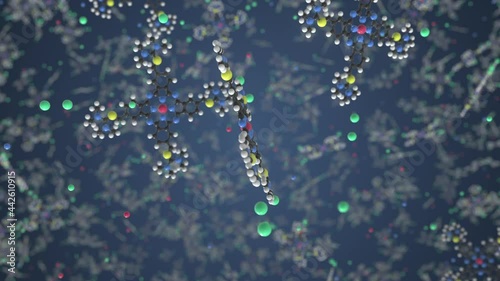 Molecule of alcian blue, conceptual molecular model. Conceptual looping 3d animation photo