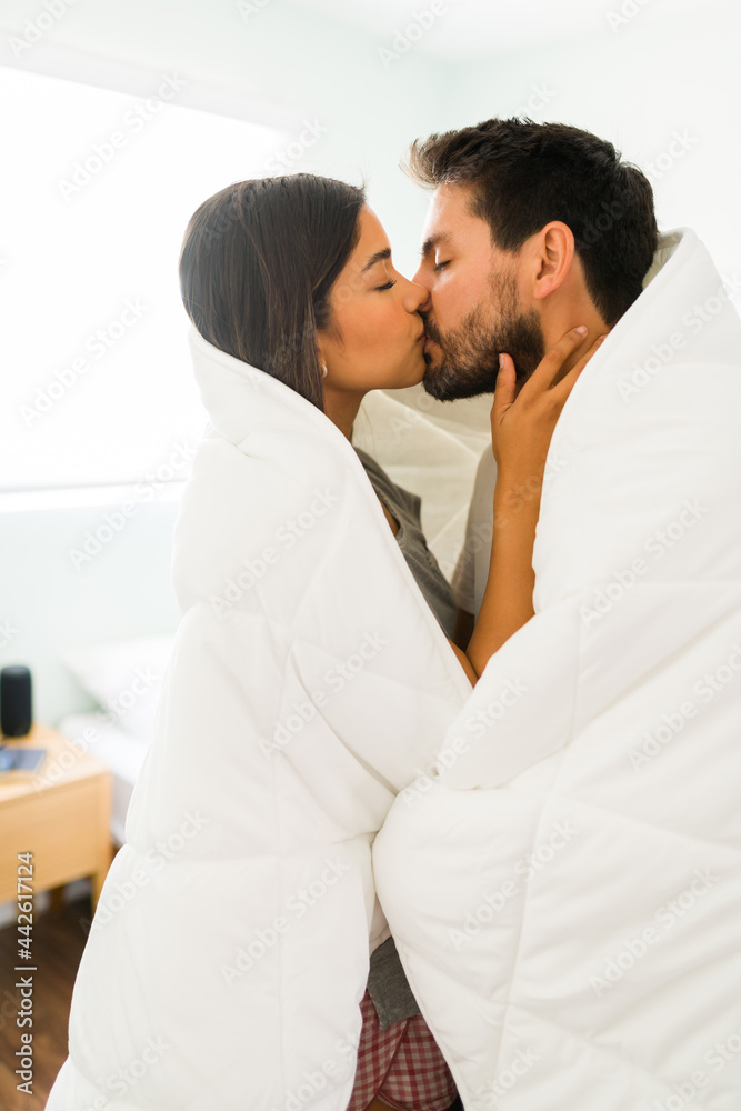 Romantic boyfriend and girlfriend kissing