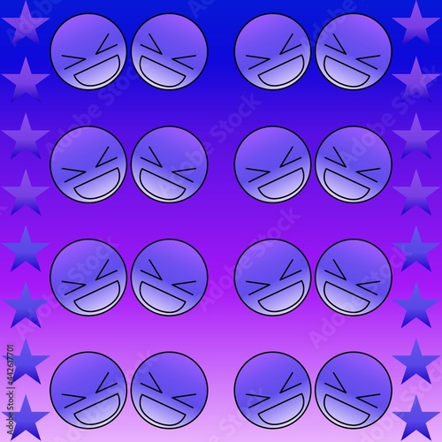 Happy face in purple with star 07