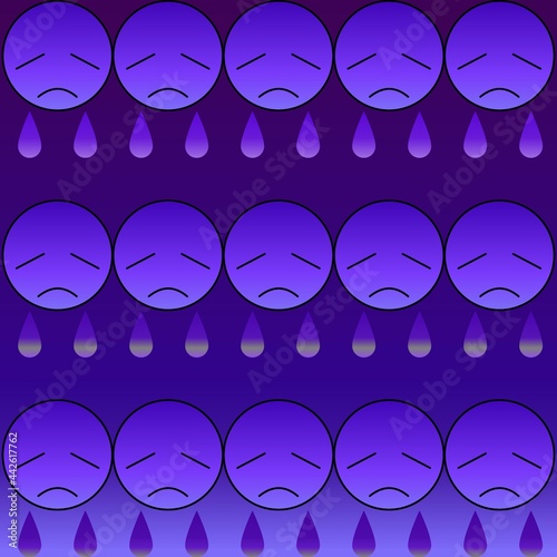 Sad face in purple with teardrop 04