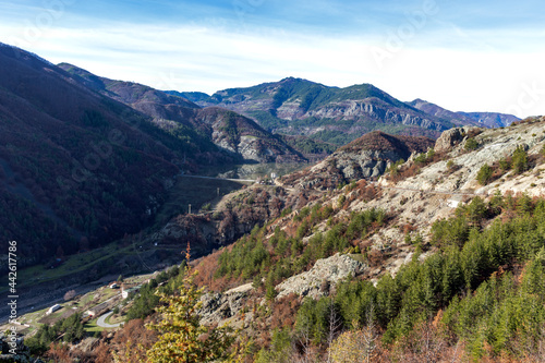 landscape of Rhodope Mountains near Borovitsa Reservoir, Bulgaria