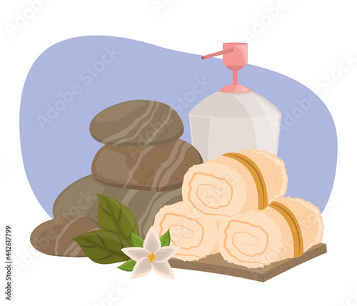 stones with towels and cream