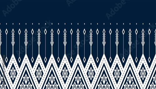 Seamless pattern repeating design with geometric shapes.