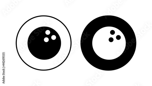Bowling icon set. bowling ball and pin icon. bowling pins