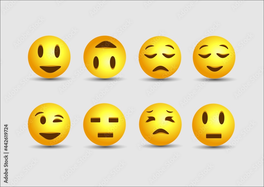 Fototapeta premium 3D Design Vector New Modern Emoticons Set with Different Reactions