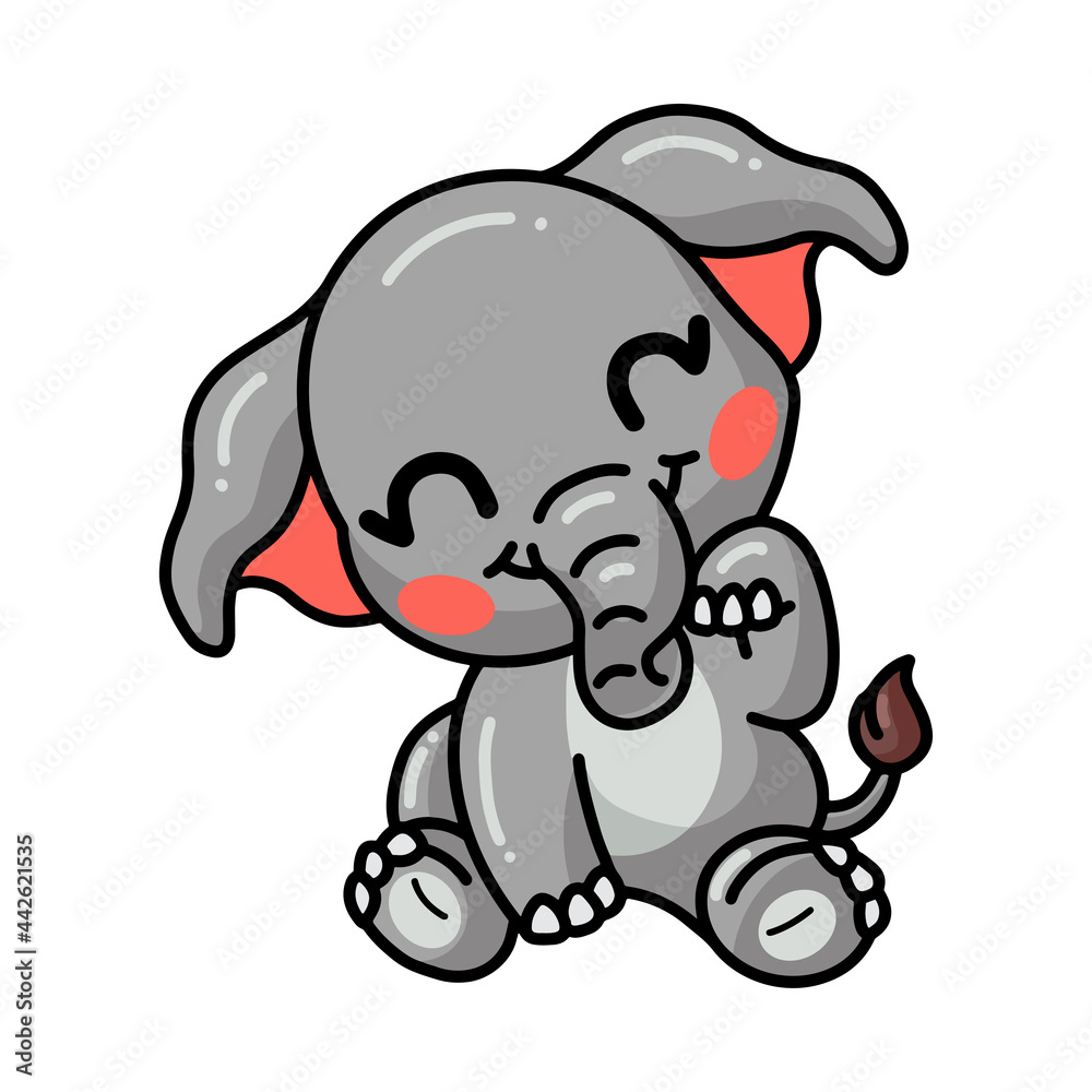 Cute baby elephant cartoon sitting Cute baby elephant cartoon sitting