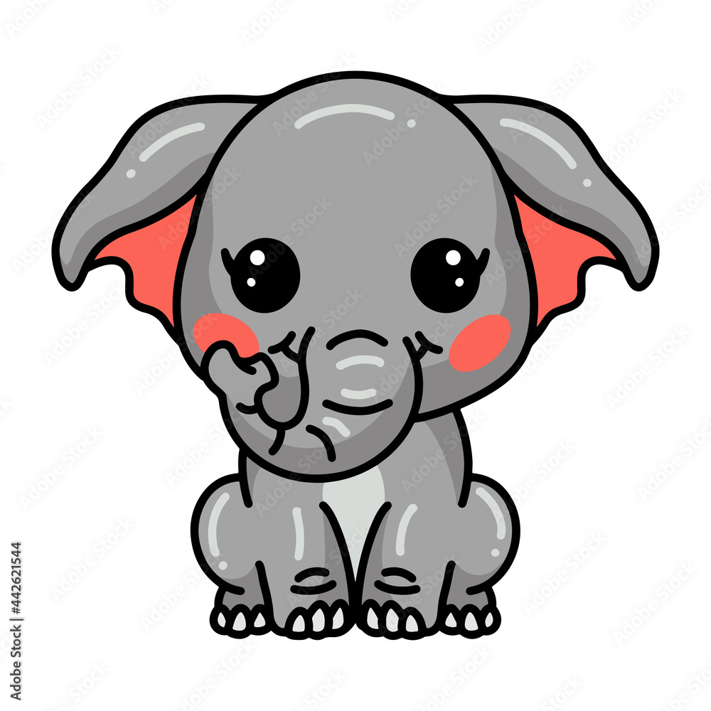 Cute baby elephant cartoon sitting Cute baby elephant cartoon sitting