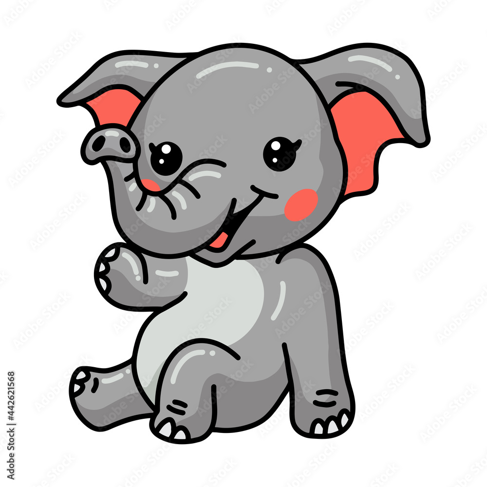 Cute baby elephant cartoon sitting Cute baby elephant cartoon sitting