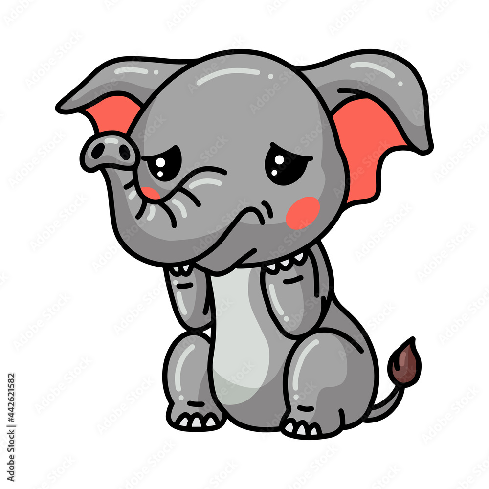 Cute baby elephant cartoon crying sad Cute baby elephant cartoon crying sad