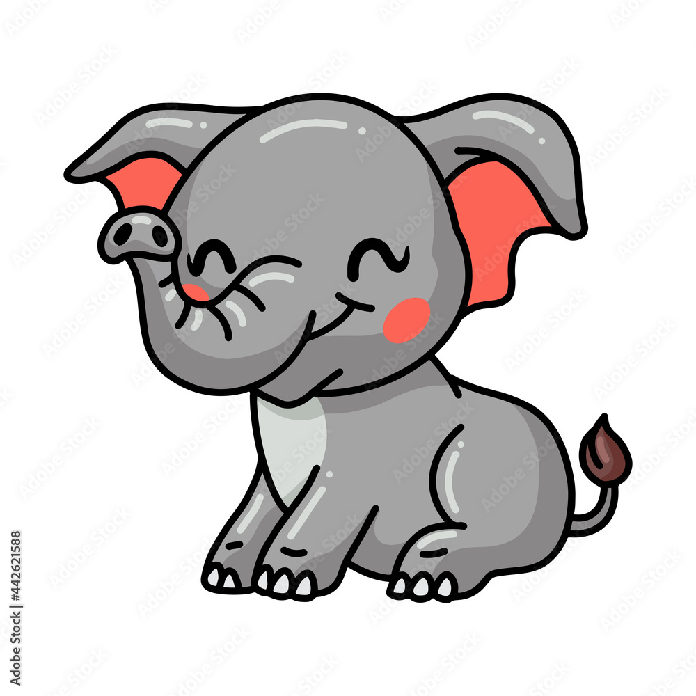 Cute baby elephant cartoon sitting Cute baby elephant cartoon sitting