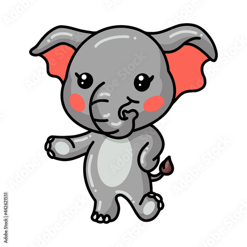 Cute baby elephant cartoon posing