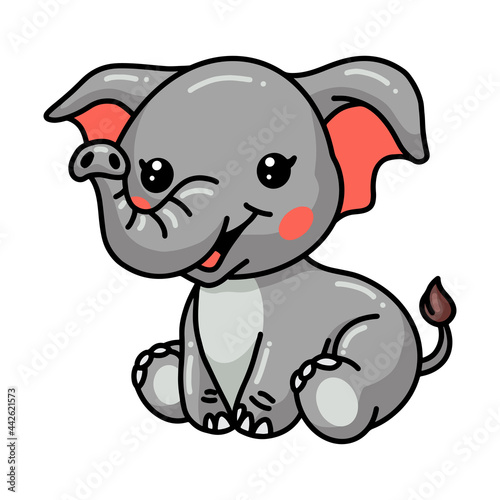 Fototapeta Naklejka Na Ścianę i Meble -  Cute baby elephant cartoon sitting