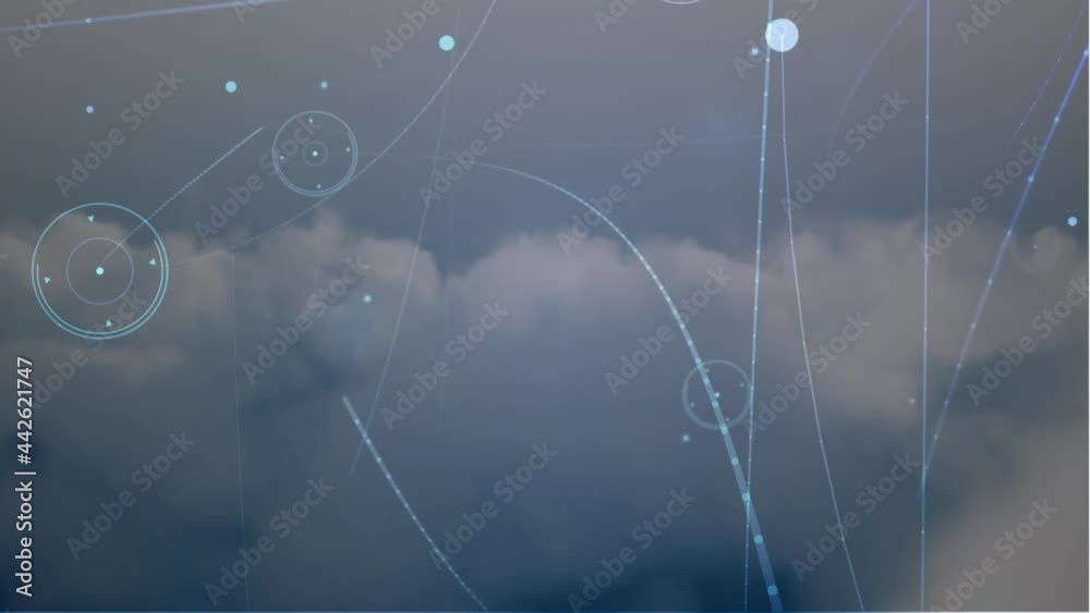 Animation of network of connections over sky Animation of network of connections over sky