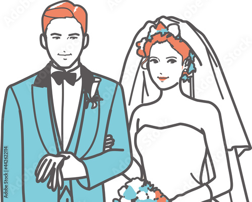 結婚式の新郎新婦　ビスチェ
