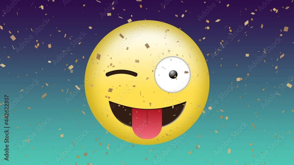 Animation of smiling emoji icon on green background Animation of smiling emoji icon on green background