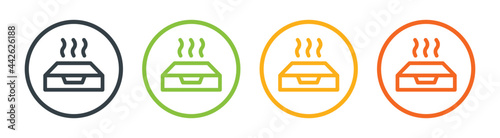 Pizza box icon vector. Hot food meal concept.