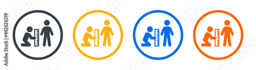 Designer measuring man with measuring tape icon. Tailor icon vector illustration