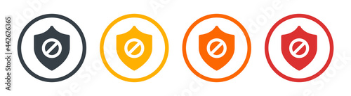 Unsafe  unsecured shield icon vector illustration.