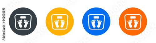 Footprint on weight scale icon sign. Kilogram measurement concept